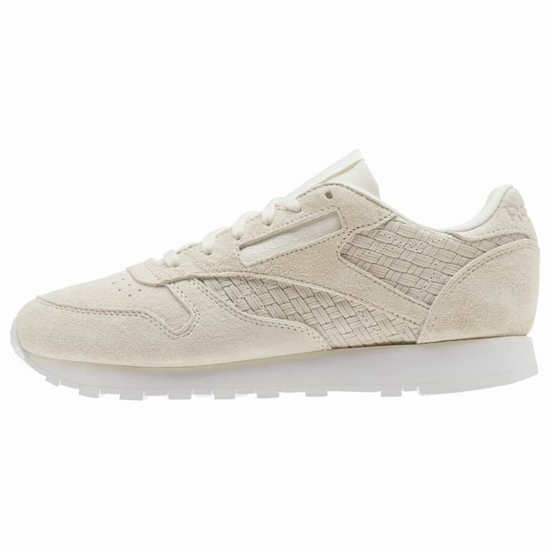 Reebok Classic Leather Woven Emb Tenisky Damske - Béžové/Biele EQ7419KY